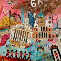 London by Richard Burel - Original Painting on Stretched Canvas sized 32x31 inches. Available from Whitewall Galleries